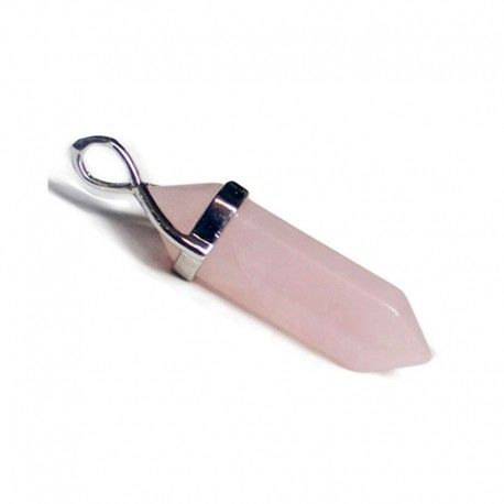 Punta Biterminada Cuarzo Rosa Plateada