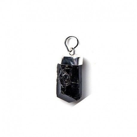 COLGANTE DE TURMALINA NEGRA PLATEADO 2 cm