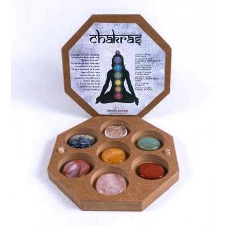 SET CHAKRAS CAJA MADERA