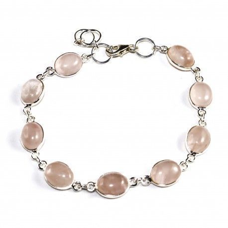 Pulsera Plata de Ley Cuarzo Rosa