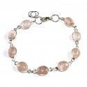 Pulsera de Cuarzo Rosa en Plata 19 cm