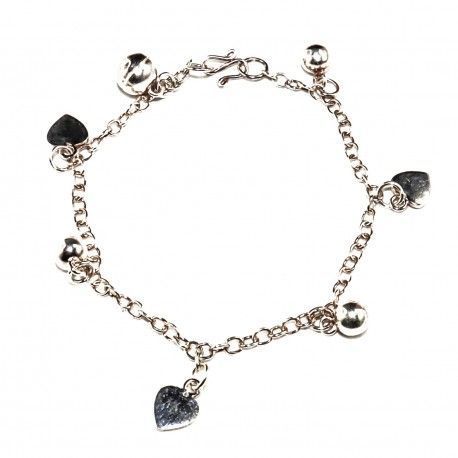 Pulsera Corazones en Plata de Ley