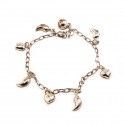 Pulsera corazones en plata 19 cm