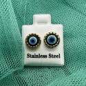 Pendientes de Ojo Turco Azul Acero Dorado