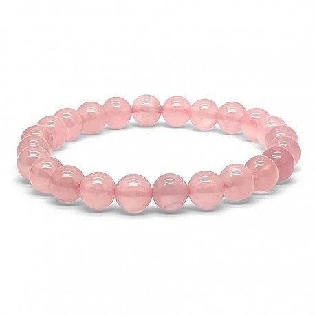Pulsera Bola de Cuarzo Rosa 8 mm