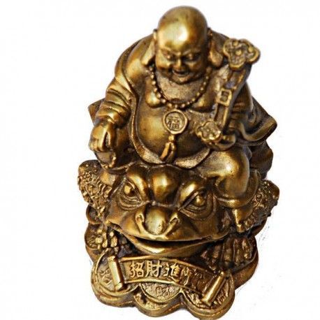 FIGURA BUDA FELIZ SOBRE RANA